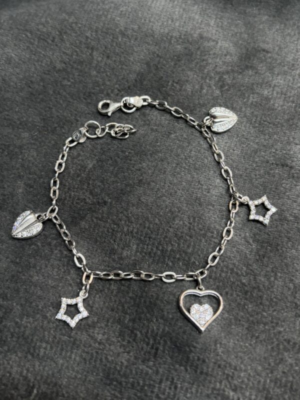 Heart and Star Twinkling Silver Bracelet